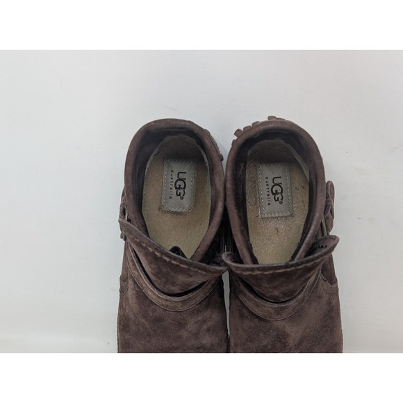 UGG Australia Women's Amely Suede Ankle Boots size 9 Fringe Trim Chocolate Brown - Picture 8 of 9